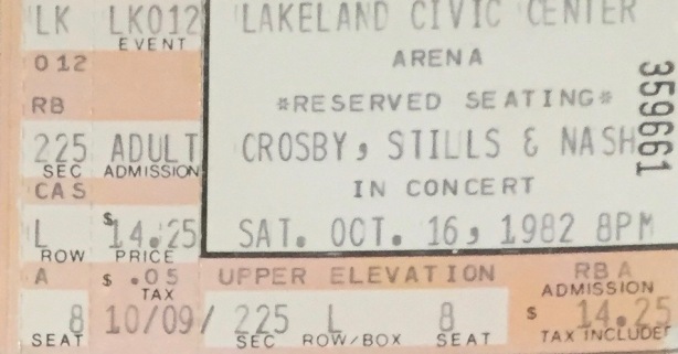 Crosby Stills Nash stub 10-16-1982